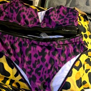 Purple and Black two piece Bathing suit